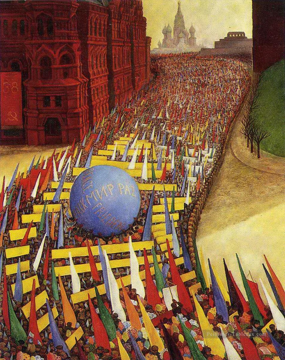 mai procession à Moscou 1956 Diego Rivera Peintures à l'huile